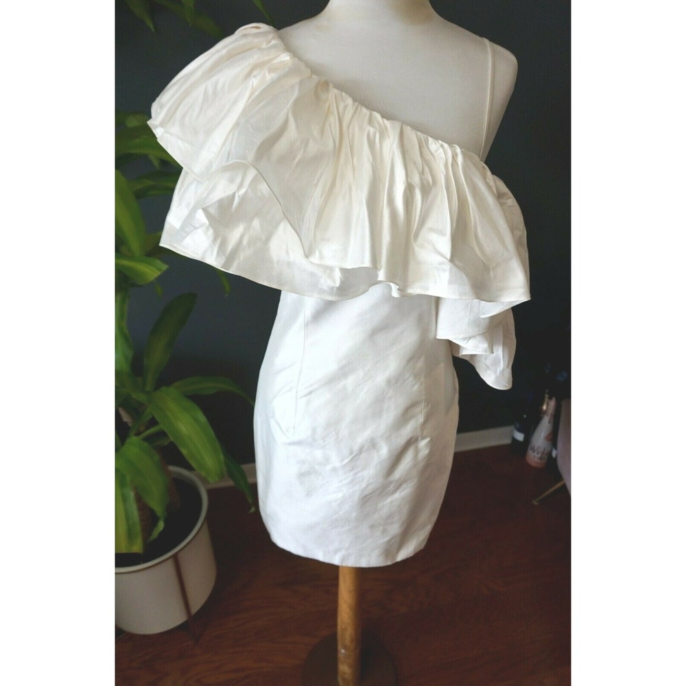RASARIO Ruffled One-Shoulder Silk Mini Dress FR 42 US 8 NWT